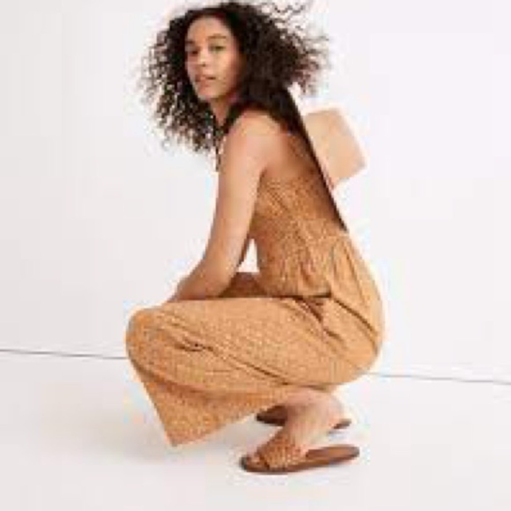 Madewell Sophia Tank Wide-Leg Jumpsuit in Florentine Floral Sahara Sand